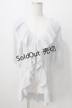 画像1: axes femme NOSTALGIE / 透かしラッフルカーディガン  サックス Y-25-07-01-078-AX-TO-SZ-ZY