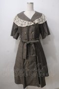 axes femme NOSTALGIE / W釦レース襟チェック柄ワンピース  Dブラウン Y-25-07-01-092-AX-OP-SZ-ZY