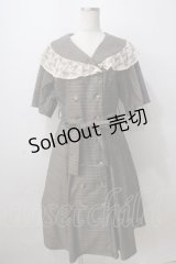 axes femme NOSTALGIE / W釦レース襟チェック柄ワンピース  Dブラウン Y-25-07-01-092-AX-OP-SZ-ZY