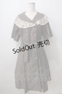 axes femme NOSTALGIE / W釦レース襟チェック柄ワンピース  Dブラウン Y-25-07-01-092-AX-OP-SZ-ZY
