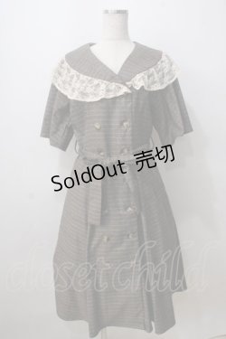 画像1: axes femme NOSTALGIE / W釦レース襟チェック柄ワンピース  Dブラウン Y-25-07-01-092-AX-OP-SZ-ZY