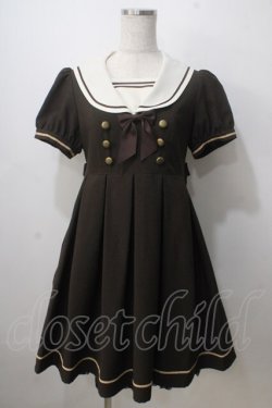 画像1: Innocent World / 半袖衿刺繍セーラーワンピース M ブラウン Y-25-07-01-102-IW-OP-SZ-ZY