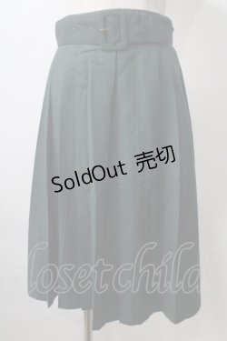 画像1: F i.n.t / 太ベルト付きレトロプリーツスカート F グリーン Y-25-07-01-116-CA-SK-SZ-ZT454