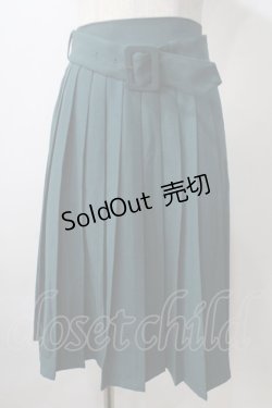 画像1: F i.n.t / 太ベルト付きプリーツスカート F グリーン Y-25-07-01-117-CA-SK-SZ-ZY