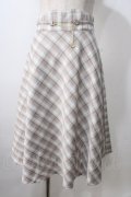 F＆A / コインチェーン使いパステルチェックフレアースカート F パープル×ブラウン Y-25-07-01-123-LO-SK-SZ-ZY