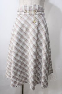 F＆A / コインチェーン使いパステルチェックフレアースカート F パープル×ブラウン Y-25-07-01-123-LO-SK-SZ-ZY