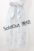 axes femme / ミュゲフルール柄プリーツスカート F サックス Y-25-07-01-124-AX-SK-SZ-ZY