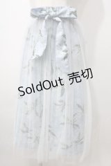 axes femme / ミュゲフルール柄プリーツスカート F サックス Y-25-07-01-124-AX-SK-SZ-ZY
