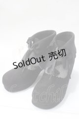 axes femme / 襟風折り返しブーティー L 黒 Y-25-07-01-017-AX-SH-SZ-ZY