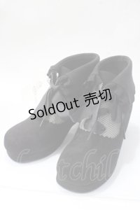 axes femme / 襟風折り返しブーティー L 黒 Y-25-07-01-017-AX-SH-SZ-ZY