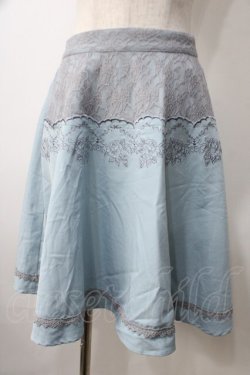画像1: axes femme POETIQUE / レーススカラップ切り替えスカート M サックス Y-25-07-01-126-AX-SK-SZ-ZY