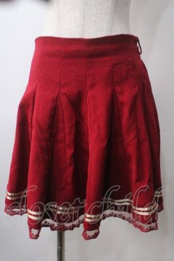 画像1: axes femme / ゴールドライン入り裾レーススカート M 赤 Y-25-07-01-129-AX-SK-SZ-ZY