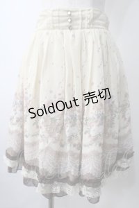 axes femme / 転写風花柄スカート M 生成り Y-25-07-01-130-AX-SK-SZ-ZY