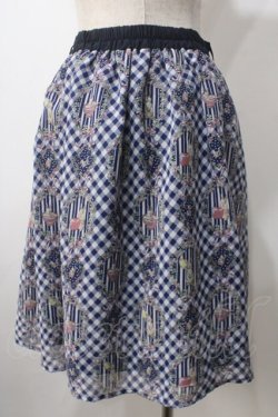 画像2: axes femme POETIQUE / ラビットブーケ柄スカート M 紺 Y-25-07-01-136-AX-SK-SZ-ZY