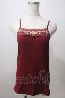 画像1: axes femme / プチローズビジューキャミソール  ワイン Y-25-07-01-022-AX-TO-SZ-ZY