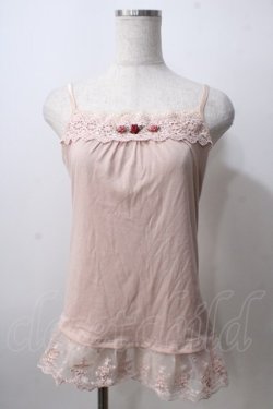 画像1: axes femme / 巻きバラ付きロングキャミ  ピンク Y-25-07-01-023-AX-TO-SZ-ZY