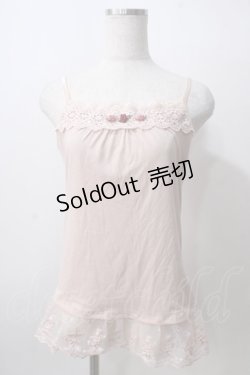 画像1: axes femme / 巻きバラ付きロングキャミ  ピンク Y-25-07-01-023-AX-TO-SZ-ZY