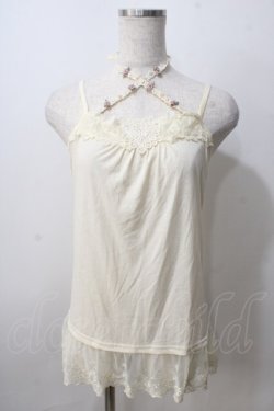 画像1: axes femme / バラ×ビーズストラップキャミ  生成り Y-25-07-01-029-AX-TO-SZ-ZY