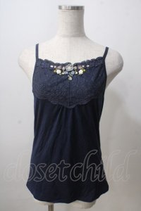 axes femme / バラ×ビジューキャミ  紺 Y-25-07-01-033-AX-TO-SZ-ZY