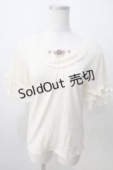 axes femme / 薔薇モチーフインナー半袖プルオーバー  生成り Y-25-07-01-035-AX-TO-SZ-ZY