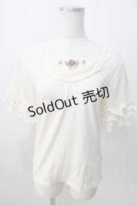 axes femme / 薔薇モチーフインナー半袖プルオーバー  生成り Y-25-07-01-035-AX-TO-SZ-ZY