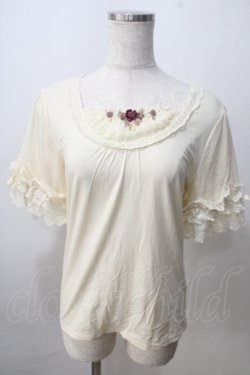 画像1: axes femme / 薔薇モチーフインナー半袖プルオーバー  生成り Y-25-07-01-035-AX-TO-SZ-ZY