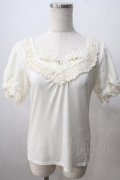 axes femme / 胸元ビジュー袖レースプルオーバー M 生成り Y-25-07-01-036-AX-TO-SZ-ZY