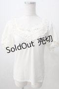 axes femme / 胸元ビジュー袖レースプルオーバー M 生成り Y-25-07-01-036-AX-TO-SZ-ZY