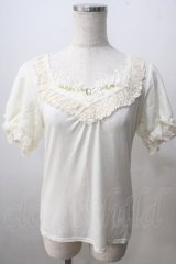 axes femme / 胸元ビジュー袖レースプルオーバー M 生成り Y-25-07-01-036-AX-TO-SZ-ZY