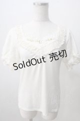 axes femme / 胸元ビジュー袖レースプルオーバー M 生成り Y-25-07-01-036-AX-TO-SZ-ZY
