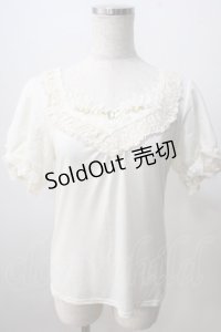 axes femme / 胸元ビジュー袖レースプルオーバー M 生成り Y-25-07-01-036-AX-TO-SZ-ZY