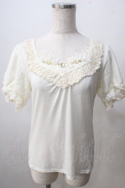 画像1: axes femme / 胸元ビジュー袖レースプルオーバー M 生成り Y-25-07-01-036-AX-TO-SZ-ZY