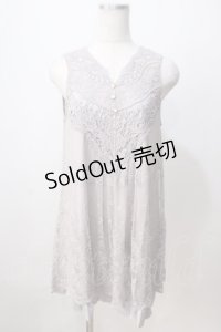 axes femme / チュールレースカットチュニ M グレー Y-25-07-03-049-AX-OP-SZ-ZY