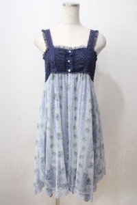 axes femme / バラストライプチュールワンピース M 紺 Y-25-07-03-050-AX-OP-SZ-ZY