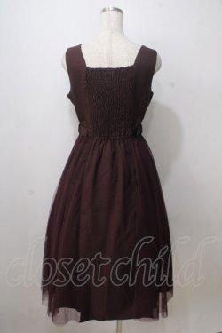 画像2: axes femme / 刺繍入サイドチュールジャンスカ M ワイン Y-25-07-03-052-AX-OP-SZ-ZY