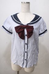 Secret Honey / セーラーブラウス  サックスｘ白 Y-25-07-03-007-CA-BL-AS-ZY