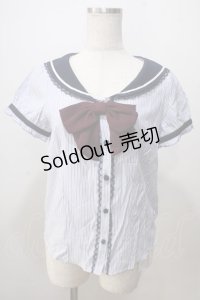 Secret Honey / セーラーブラウス  サックスｘ白 Y-25-07-03-007-CA-BL-AS-ZT102