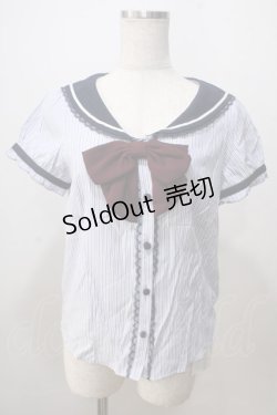 画像1: Secret Honey / セーラーブラウス  サックスｘ白 Y-25-07-03-007-CA-BL-AS-ZT102