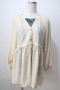 axes femme / 重ね着風チュニック M 生成り×グリーン Y-25-07-03-054-AX-OP-SZ-ZY