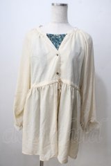 axes femme / 重ね着風チュニック M 生成り×グリーン Y-25-07-03-054-AX-OP-SZ-ZI
