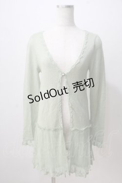 画像1: axes femme / チュールプリーツ重ねカーディガン M グリーン Y-25-07-03-057-AX-TO-SZ-ZY