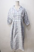 axes femme POETIQUE / チェック開襟シャツワンピース M ブルー Y-25-07-03-059-AX-OP-SZ-ZY