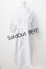 axes femme POETIQUE / チェック開襟シャツワンピース M ブルー Y-25-07-03-059-AX-OP-SZ-ZY