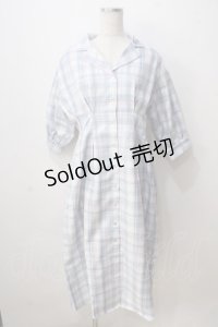 axes femme POETIQUE / チェック開襟シャツワンピース M ブルー Y-25-07-03-059-AX-OP-SZ-ZY