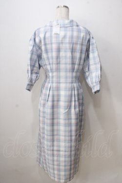 画像2: axes femme POETIQUE / チェック開襟シャツワンピース M ブルー Y-25-07-03-059-AX-OP-SZ-ZY