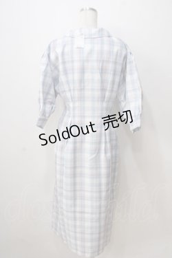 画像2: axes femme POETIQUE / チェック開襟シャツワンピース M ブルー Y-25-07-03-059-AX-OP-SZ-ZY
