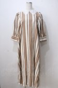 axes femme POETIQUE / レース襟ストライプロングワンピース M オレンジ Y-25-07-03-060-AX-OP-SZ-ZY