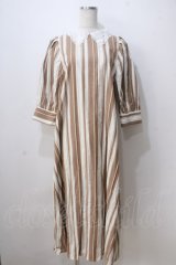 axes femme POETIQUE / レース襟ストライプロングワンピース M オレンジ Y-25-07-03-060-AX-OP-SZ-ZI