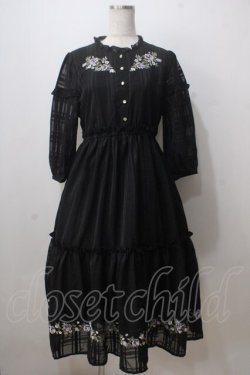 画像1: axes femme POETIQUE / 薔薇刺繍ロングワンピ M 黒 Y-25-07-03-064-AX-OP-SZ-ZY