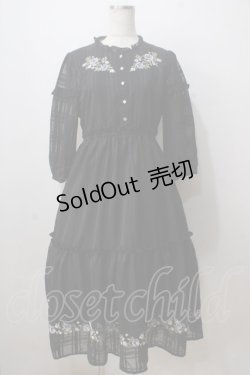 画像1: axes femme POETIQUE / 薔薇刺繍ロングワンピ M 黒 Y-25-07-03-064-AX-OP-SZ-ZY